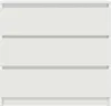 A front view of a white three-drawer dresser against a white background. Produktbild-Vorschau