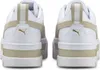 A studio shot of the back of two white Puma sneakers with tan accents. Produktbild-Vorschau