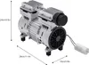 A silver and black oil-free vacuum pump compressor is shown from a three-quarter angle against a white background. Dimensions are indicated with lines and text. Náhled obrázku produktu