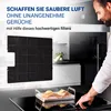 A man is cooking on a modern induction stove, with a kitchen appliance filter shown prominently. Produktbild-Vorschau