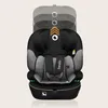 A black and gray car seat is shown against a light gray background. The car seat has a headrest that is shown in multiple positions, indicating adjustability. Produktbild-Vorschau