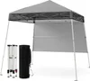 A gray pop-up canopy tent is shown fully assembled, with its folded frame and carrying bag displayed to the left. Náhľad obrázku produktu