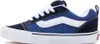 A side view of a blue and navy Vans Knu Skool sneaker. Produktbild-Vorschau