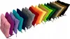 A row of trapezoidal cushions in various colors, arranged diagonally against a white background. Produktbild-Vorschau