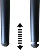 Two black legs of a stool are shown, one with a fixed foot and the other with an adjustable foot, with an arrow indicating vertical adjustment. Voir les images du produit