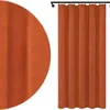 A close-up and a full view of an orange curtain hanging on a rod. Podgląd zdjęcia produktu