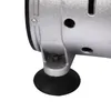 A close-up view of the base of a silver-colored pump, showing a black rubber foot attached to a metal bracket. Náhled obrázku produktu