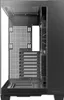 An empty black computer case, viewed from the side with the front panel removed. Voir les images du produit