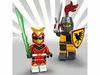 Two LEGO minifigures, one a knight and the other a superhero, stand against a stylized background. Produktbild-Vorschau