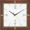 A square wall clock with a wooden frame and a white face. Produktbild-Vorschau