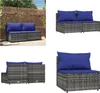 vidaXL Garten Mittelsofas mit Kissen 2 Stk. Grau Poly Produktbild-Vorschau 1
