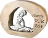 Gilde Skulptur, oval, "Zeit", Spruch, Yoga, Aluminium, Produktbild-Vorschau 3