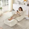 Relaxsessel mit Fußhocker Beige Teddyfell – Weiches Lazy Produktbild-Vorschau 6