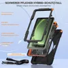 Exploded view of a tablet case with callouts and descriptions of its layers and features. Produktbild-Vorschau