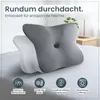 A gray and white orthopedic pillow on a bed. Produktbild-Vorschau