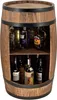 A wooden barrel-shaped bar cabinet filled with bottles of alcohol. Náhled obrázku produktu