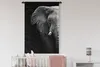 MuchoWow® Wandteppich Wandbehang Elefant - Schwarz - Weiß - Produktbild-Vorschau 2