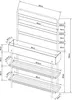 A technical drawing with dimensions of an outdoor plant stand with a planter box and shelves. Podgląd zdjęcia produktu