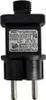A black power supply adapter with labeling. Produktbild-Vorschau