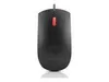 A black computer mouse with a red scroll wheel is shown against a white background. Produktbild-Vorschau