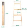 A wooden ladder shown in two states: folded and unfolded, with dimensions indicated. Produktbild-Vorschau