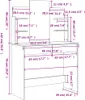 A diagram showing the dimensions of a vanity table with a mirror. Podgląd zdjęcia produktu