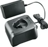 A black Bosch battery charger and power adapter are shown against a white background. Produktbild-Vorschau