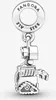 A silver-colored charm shaped like the robot Wall-E, hanging from a Pandora branded bail. Podgląd zdjęcia produktu