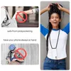 Collage showing a woman wearing a phone lanyard and two smaller images illustrating the benefits of the product. Produktbild-Vorschau