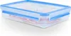 A transparent food storage container with a blue lid, filled with slices of ham. Anteprima dell’immagine prodotto