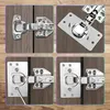 Collage showing different views and installation steps of cabinet hinges. Náhľad obrázku produktu