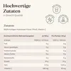 A marketing image showing nutritional information and ingredient details for a collagen powder product. Produktbild-Vorschau