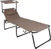 A taupe aluminum garden lounger with a sunshade, shown against a white background. Produktbild-Vorschau