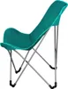 A teal butterfly chair with a silver metal frame, shown from the side against a white background. Náhľad obrázku produktu