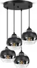 A black and transparent glass pendant light with four bulbs. Produktbild-Vorschau