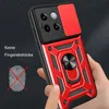 A hand is holding a red and black phone case with a ring holder. Produktbild-Vorschau