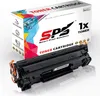 A black toner cartridge is shown in front of its packaging. Produktbild-Vorschau