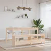 A dining area with a wooden table and benches, chairs, and shelves on the wall. Anteprima dell’immagine prodotto