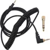 A coiled black audio cable with a 3.5mm jack on one end and a 6.35mm adapter on the other, shown against a white background. Anteprima dell’immagine prodotto
