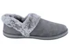 A single gray slipper with faux fur trim is shown against a white background. Produktbild-Vorschau