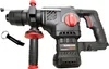 A cordless rotary hammer drill with an auxiliary handle and a depth gauge, shown against a white background. A black keychain with a logo is also visible. Produktbild-Vorschau