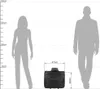Silhouettes of a woman and a man are shown next to a rolling briefcase, with height markers on the left side of the image. Produktbild-Vorschau