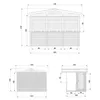 Technical drawings and dimensions of a wooden garden house. Voir les images du produit