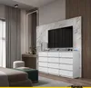 A modern bedroom with a dresser, TV, and vanity. Anteprima dell’immagine prodotto