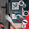 A person is installing a door handle with a drill, with various icons indicating features. Anteprima dell’immagine prodotto