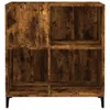 A wooden bookshelf with four compartments, standing on black legs. Produktbild-Vorschau