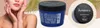 A collage featuring a woman's face and shoulders, a blue hair mask jar, and a black jar of hair mask. Náhled obrázku produktu