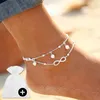 Fußkettchen Fußkette Fußschmuck Fußband Infinity Weiß Produktbild-Vorschau 1