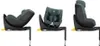 Three views of a car seat with its base, showing different positions. Produktbild-Vorschau