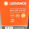A close-up of packaging for a LEDVANCE light bulb, showing product specifications and features. Produktbild-Vorschau
